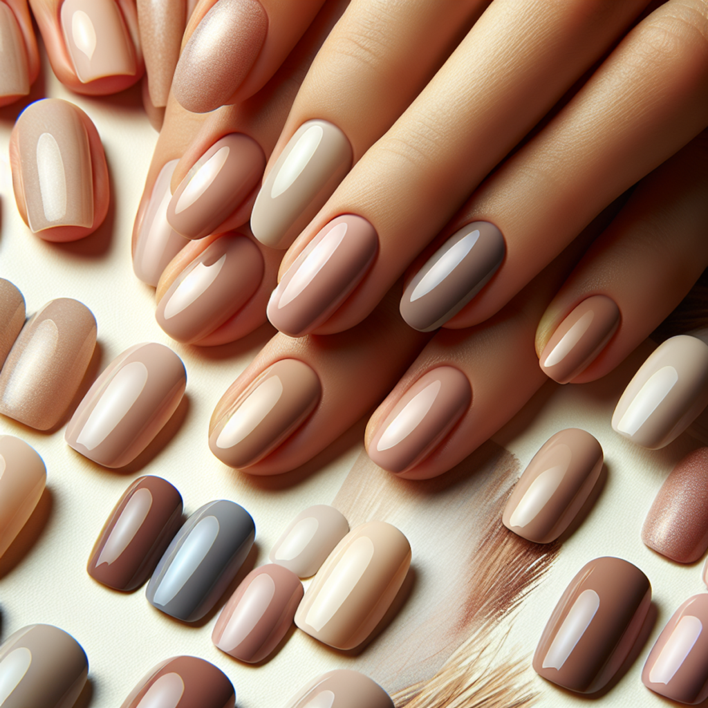 Aesthetic image of a minimalist nail art design in neutral tones, showcasing understated elegance for short nails.