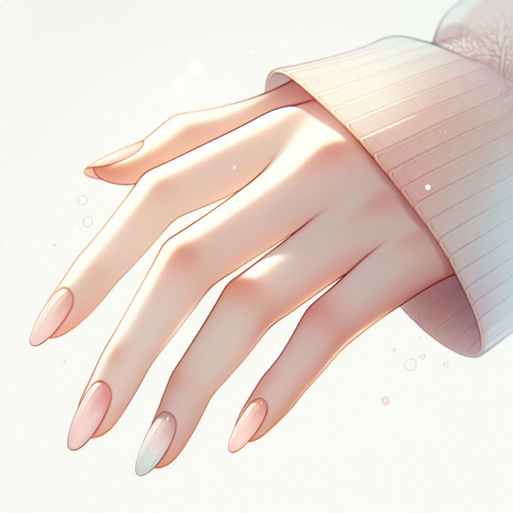 A hand with pastel-colored nails, exuding grace and elegance.