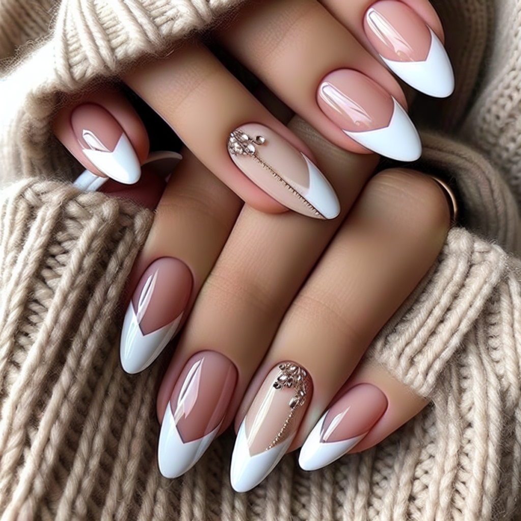 A fashionable reinterpretation of the traditional French manicure with a modern twist.