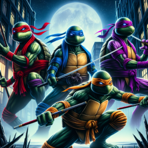 Four-humanoid-turtles-in-red-blue