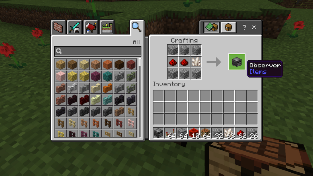 observer crafting recipe minecraft